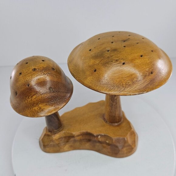 Vintage Genuine Monkey Pod Mushroom Wood Carved Toothpick Holder Philippines - Picture 8 of 9